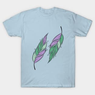 Two colored feathers. T-Shirt